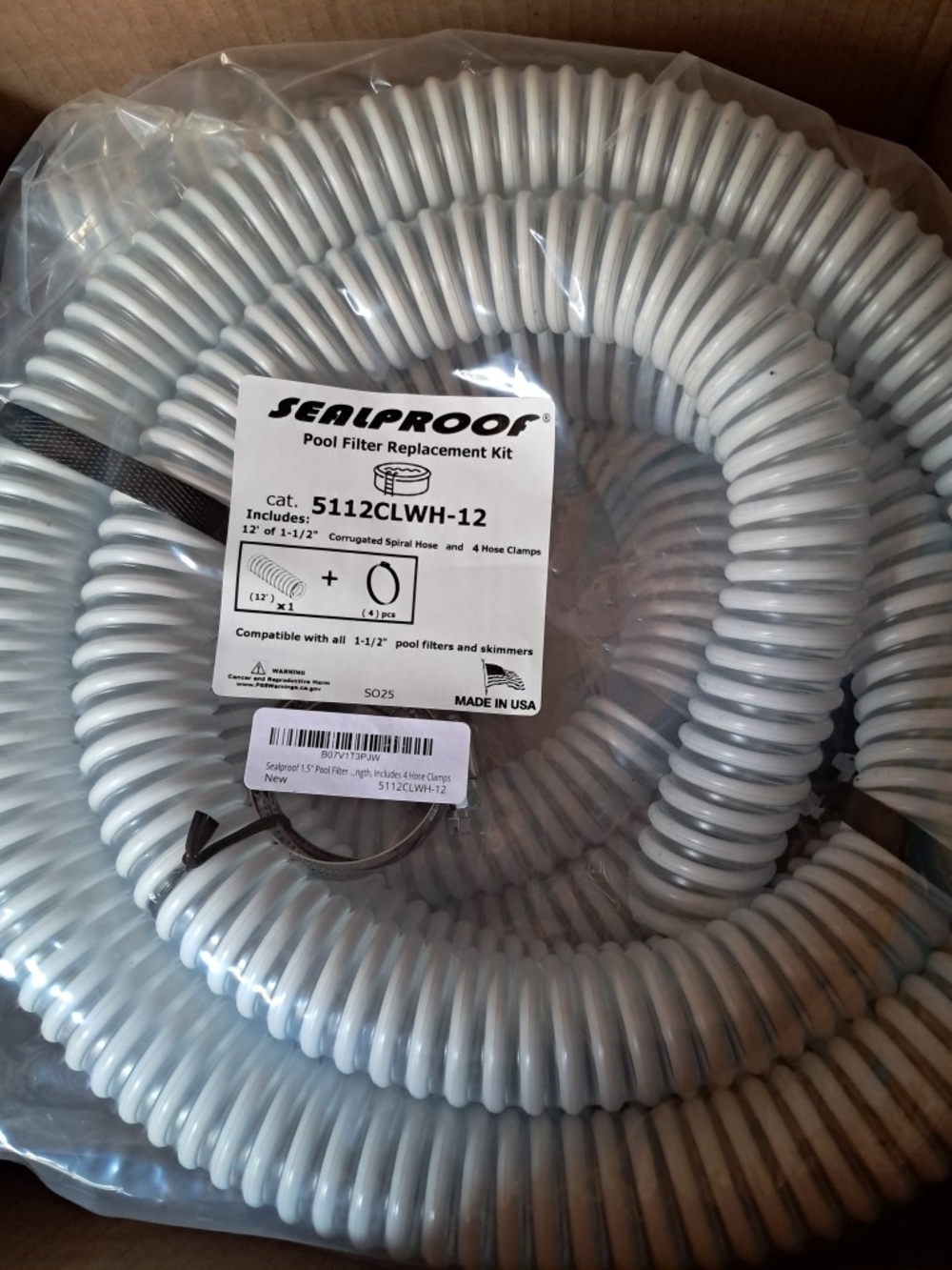 White Pool Filter Replacement Hose Kit - 12 ft